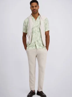 Pierre Cardin Herren Hemd in mint weiß - Ärmel: kurzarm