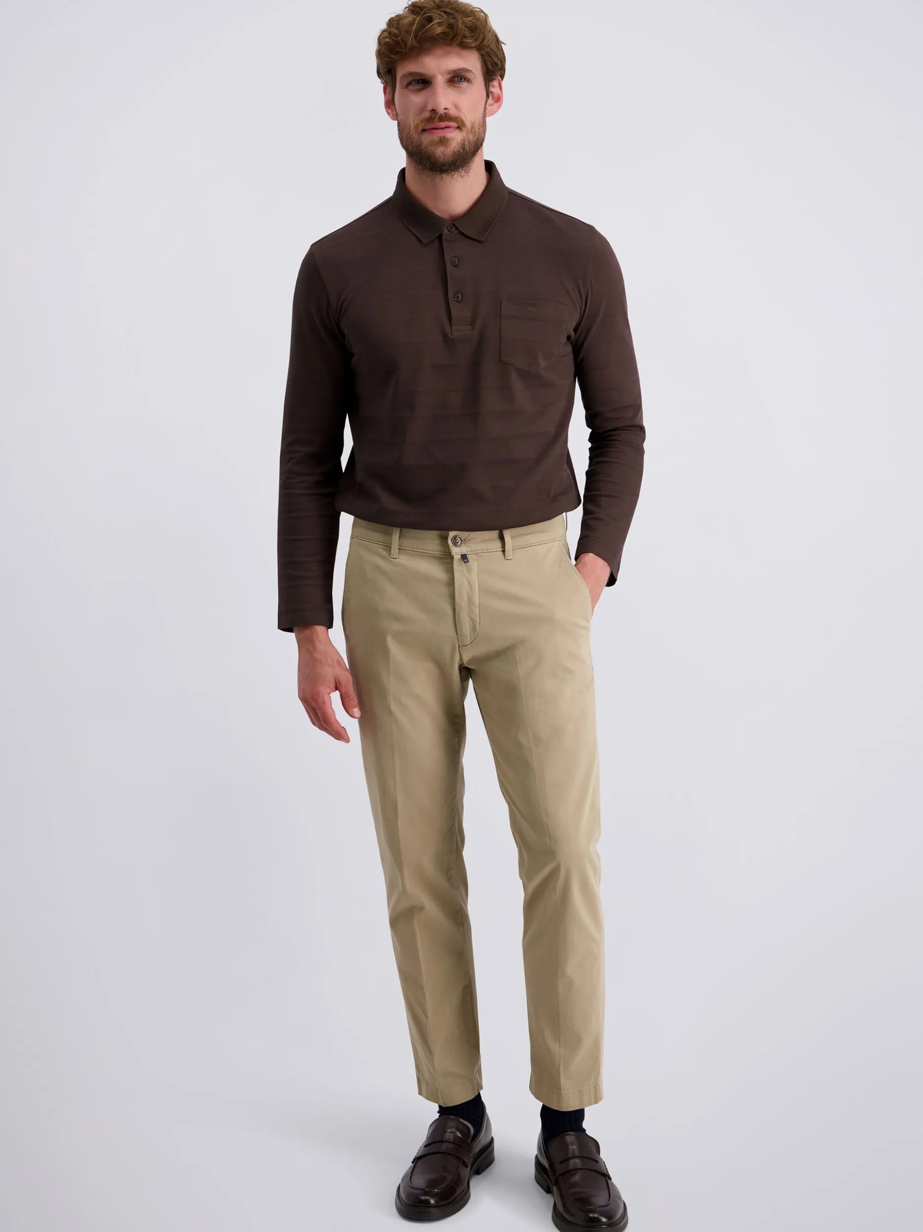 Pierre Cardin Herren Hose Calais in beige - Länge: lang