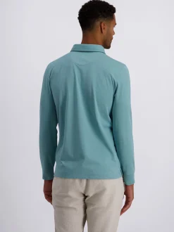 Pierre Cardin Herren Langarm-Poloshirts in hellblau