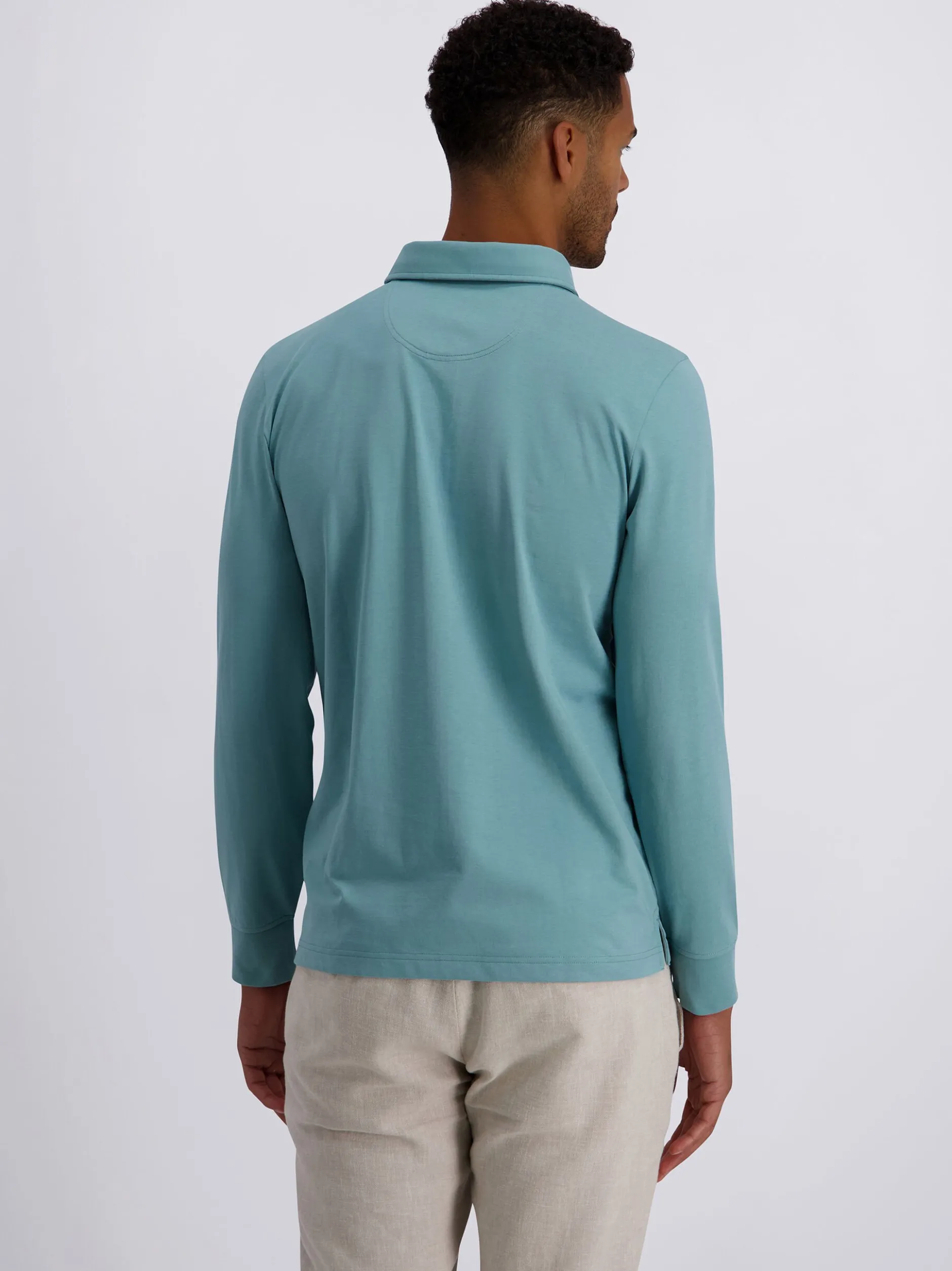 Pierre Cardin Herren Langarm-Poloshirts in hellblau