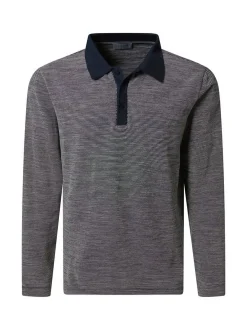 Pierre Cardin Herren Langarm-Poloshirt in blau