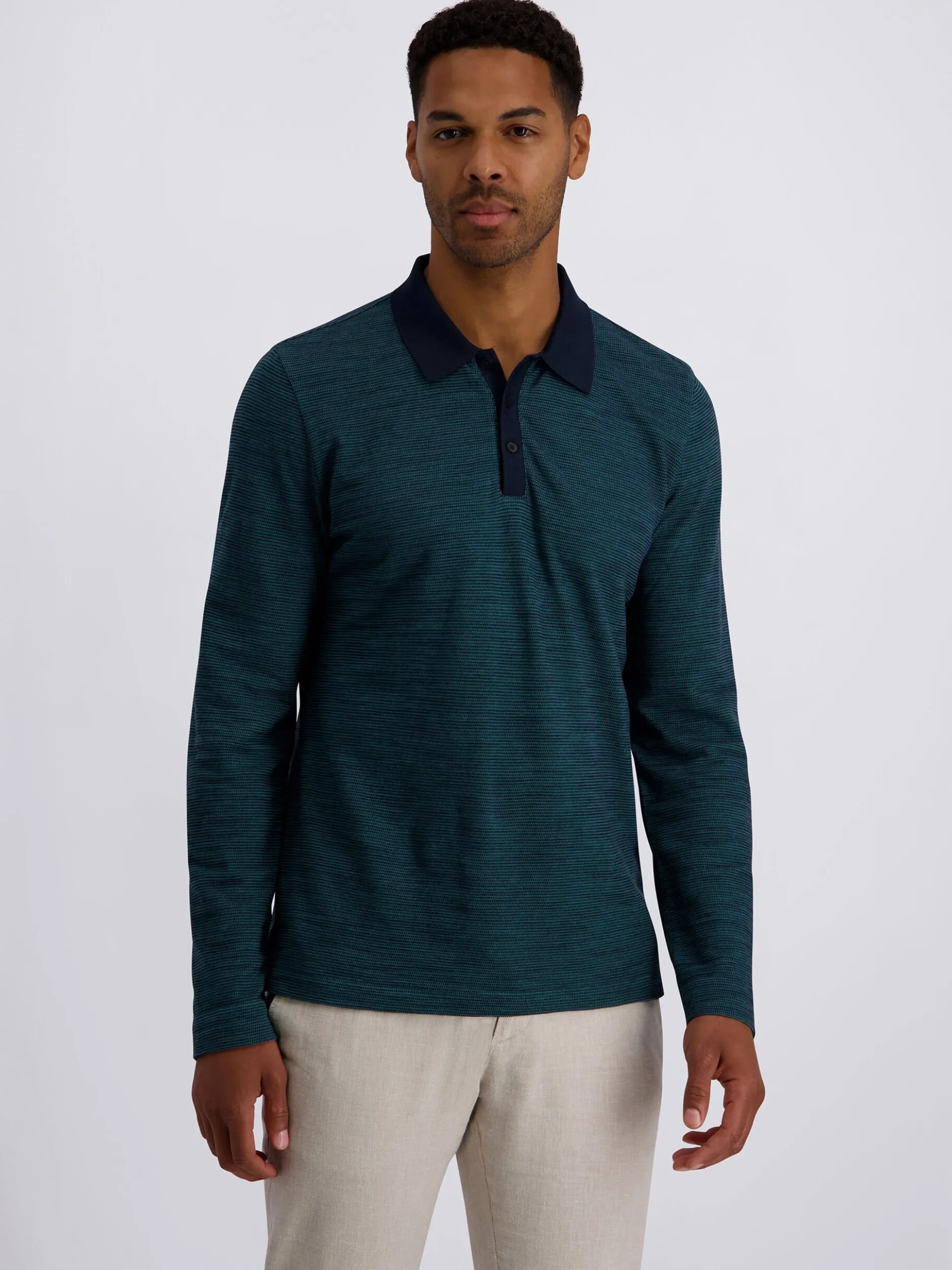 Pierre Cardin Herren Langarm-Poloshirt in grün
