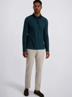 Pierre Cardin Herren Langarm-Poloshirt in grün