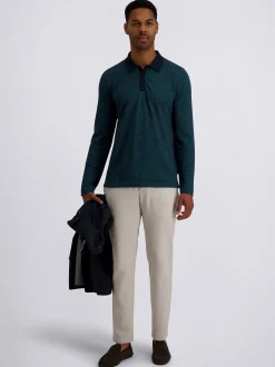 Pierre Cardin Herren Langarm-Poloshirt in grün