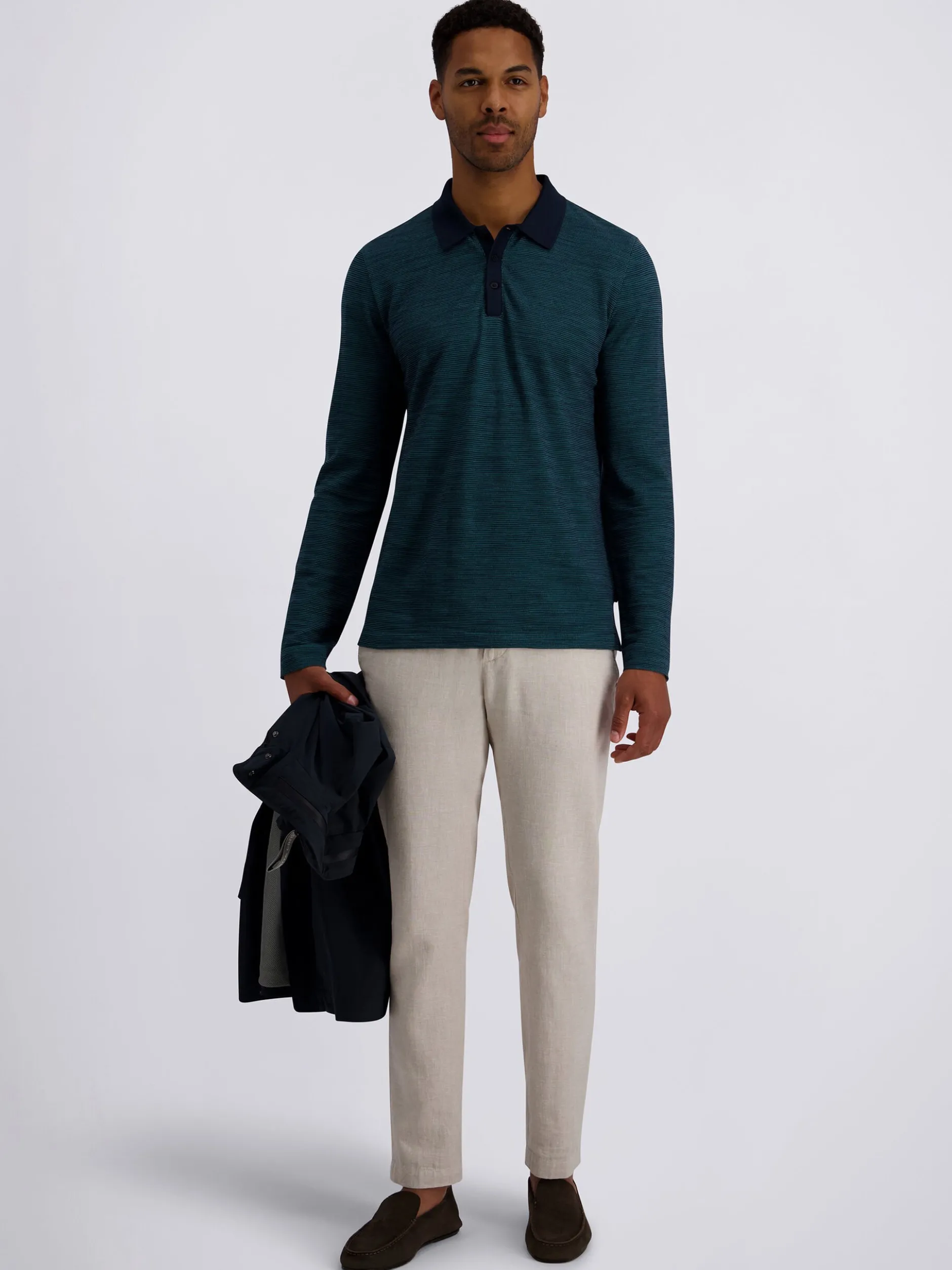 Pierre Cardin Herren Langarm-Poloshirt in grün