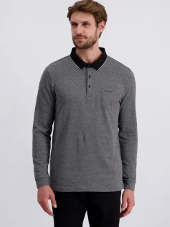 Pierre Cardin Herren Polo in schwarz - Ärmel: langarm