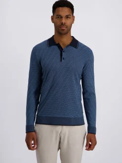 Pierre Cardin Herren Poloshirt in blau - Ärmel: langarm