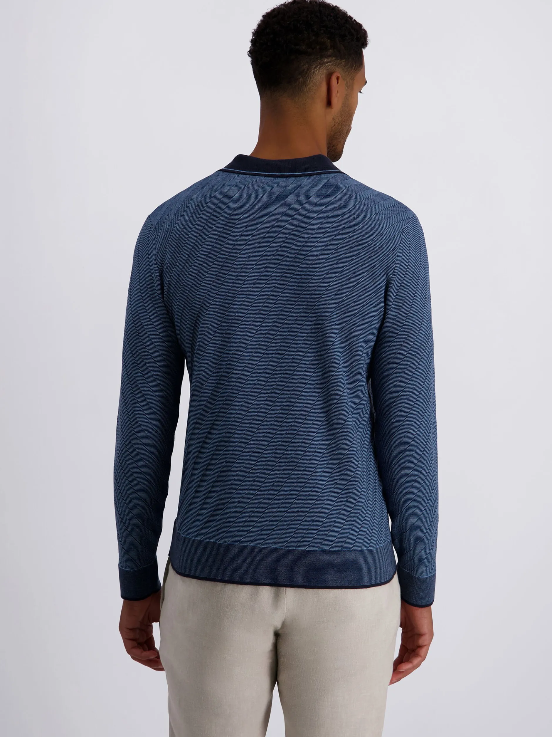 Pierre Cardin Herren Poloshirt in blau - Ärmel: langarm