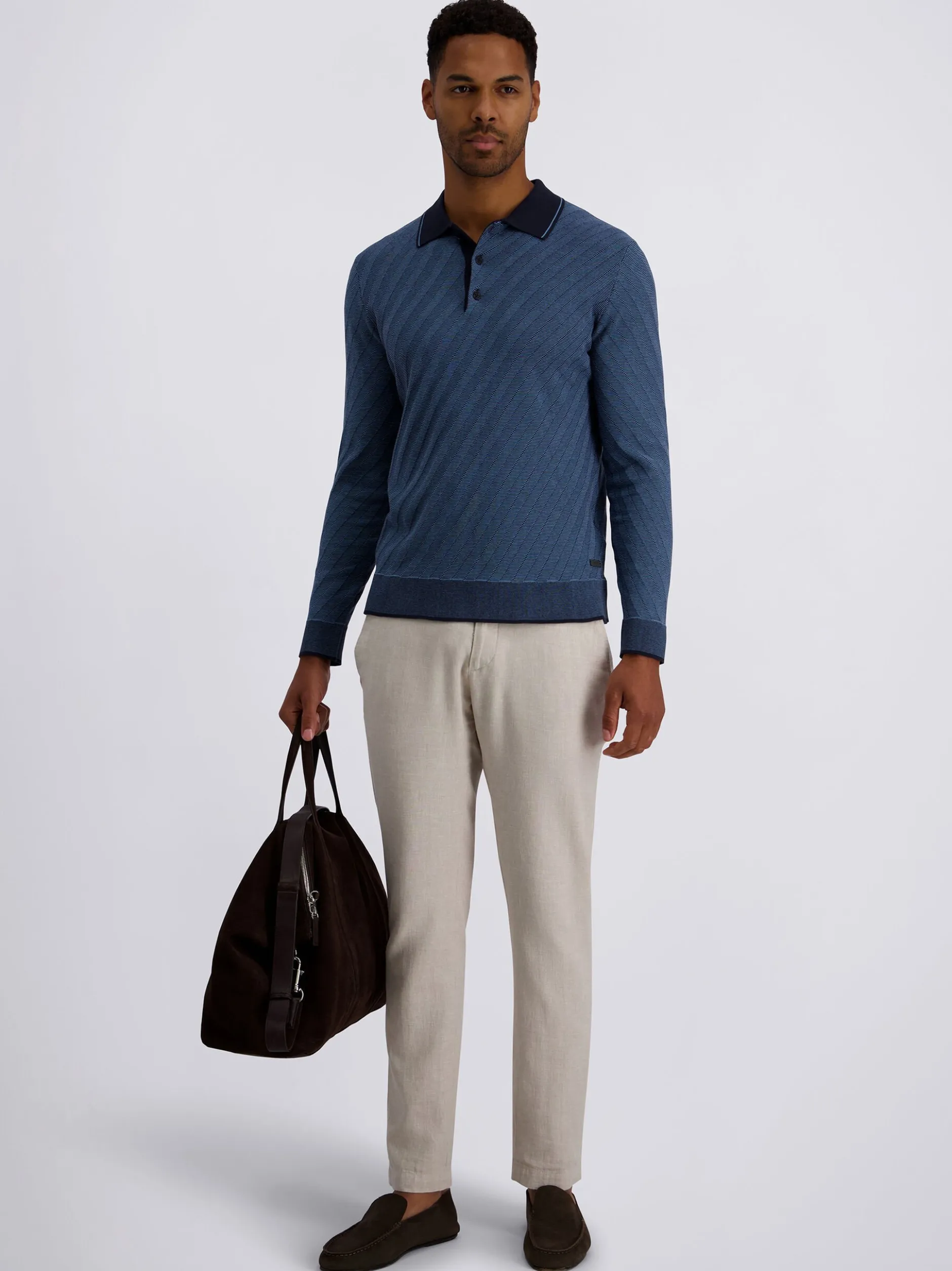 Pierre Cardin Herren Poloshirt in blau - Ärmel: langarm
