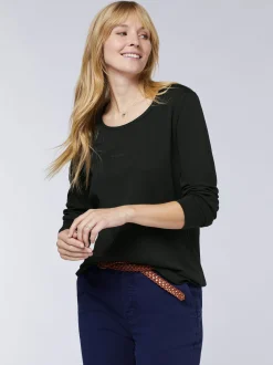 Polo Sylt Damen Langarmshirt in schwarz - Ärmel: kurzarm