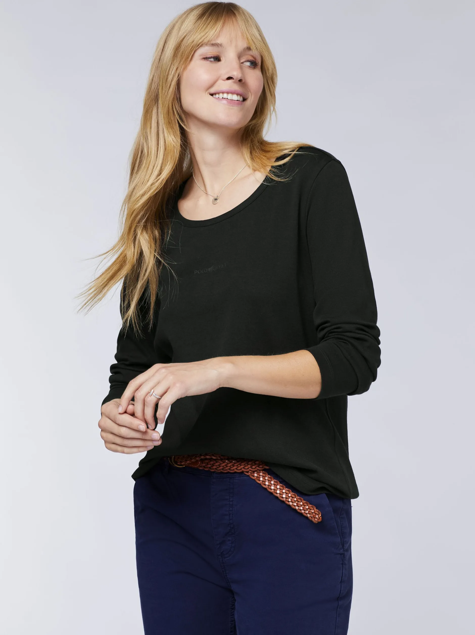 Polo Sylt Damen Langarmshirt in schwarz - Ärmel: kurzarm
