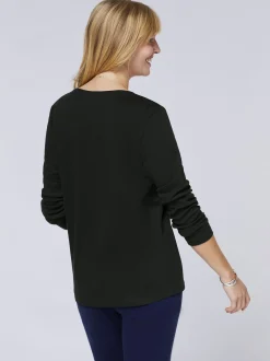 Polo Sylt Damen Langarmshirt in schwarz - Ärmel: kurzarm