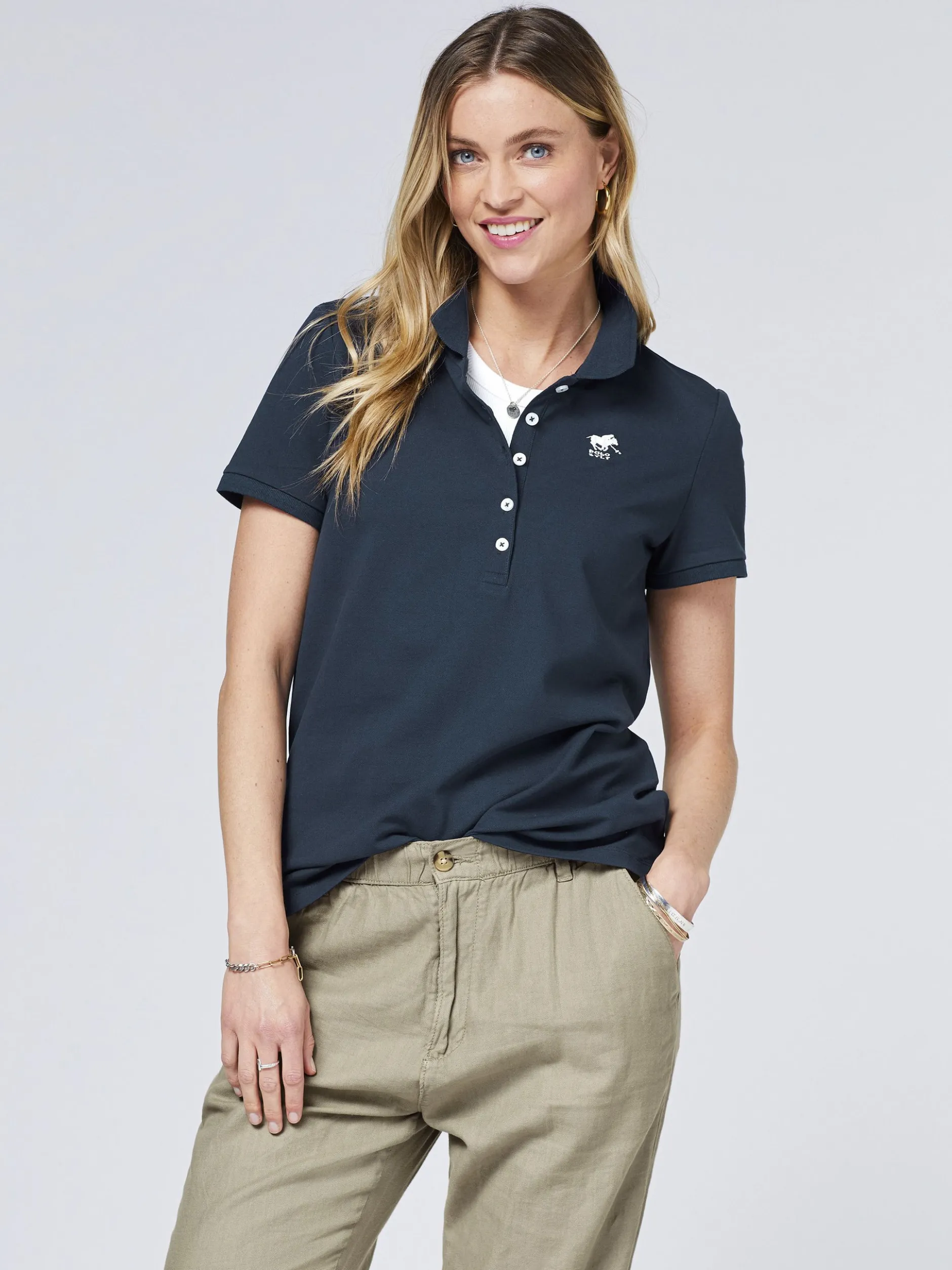 Polo Sylt Damen Polo in marine blau - Ärmel: kurzarm