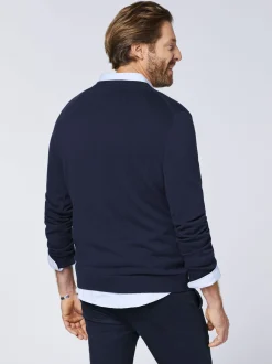 Polo Sylt Herren Strickpullover in blau - Ärmel: kurzarm