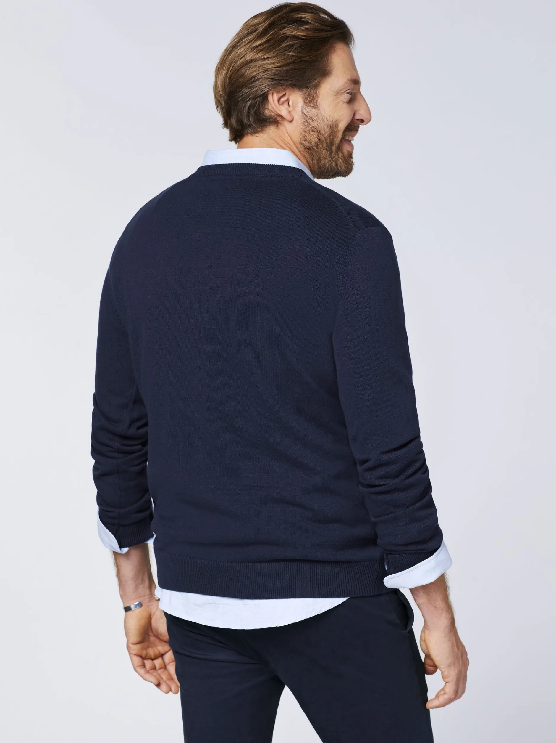 Polo Sylt Herren Strickpullover in blau - Ärmel: kurzarm