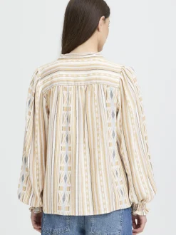 PULZ Jeans Damen Bluse PZALEXIS in beige