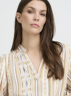 PULZ Jeans Damen Bluse PZALEXIS in beige