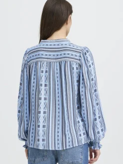 PULZ Jeans Damen Bluse PZALEXIS in blau