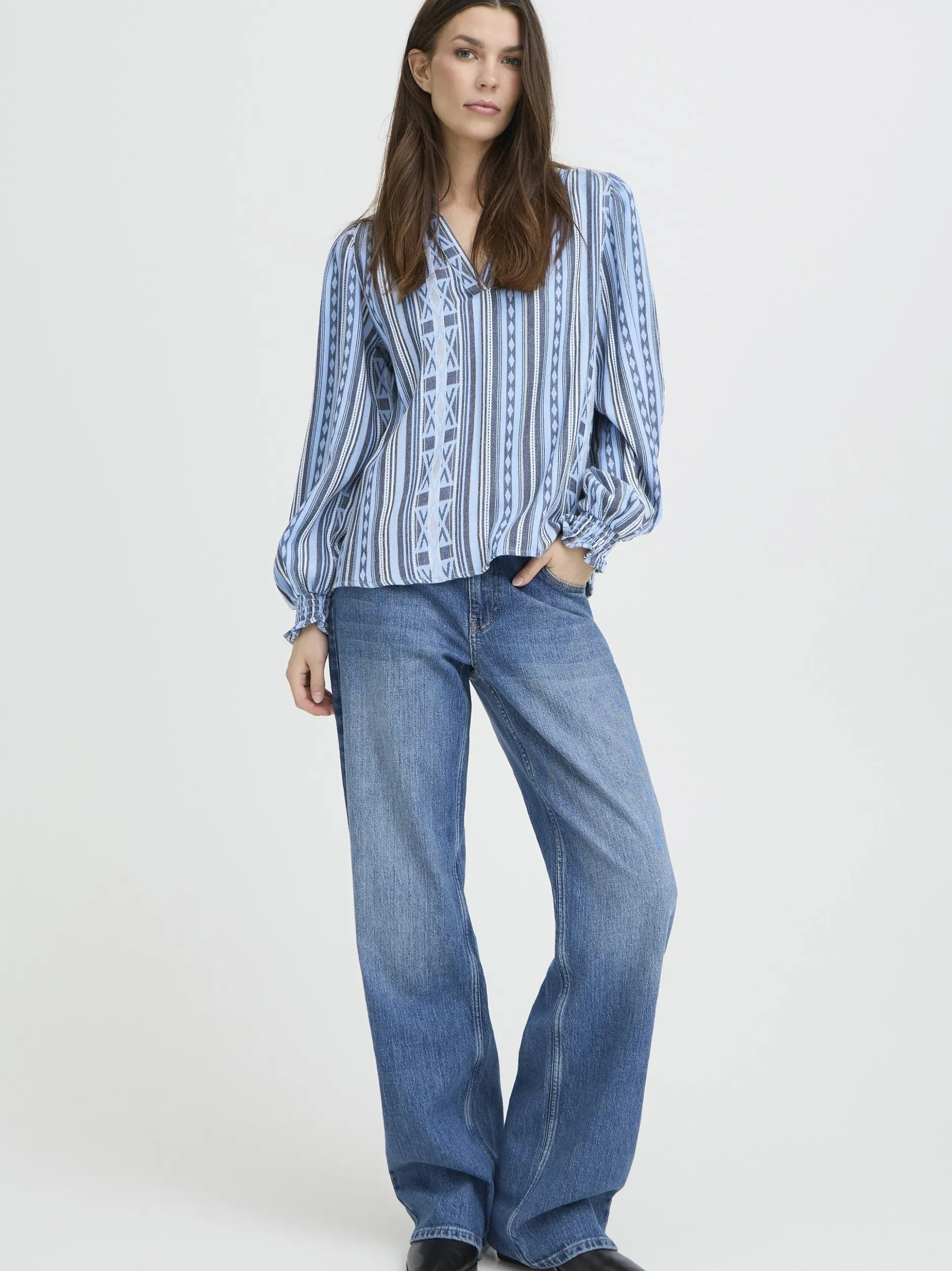 PULZ Jeans Damen Bluse PZALEXIS in blau