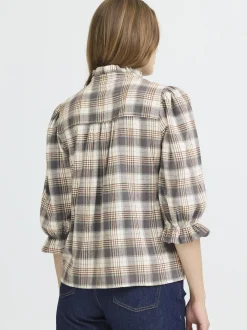 PULZ Jeans Damen Bluse PZEVIE in beige