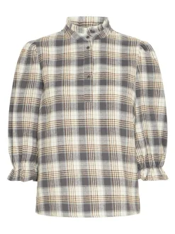 PULZ Jeans Damen Bluse PZEVIE in beige