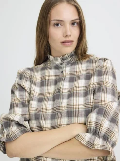 PULZ Jeans Damen Bluse PZEVIE in beige
