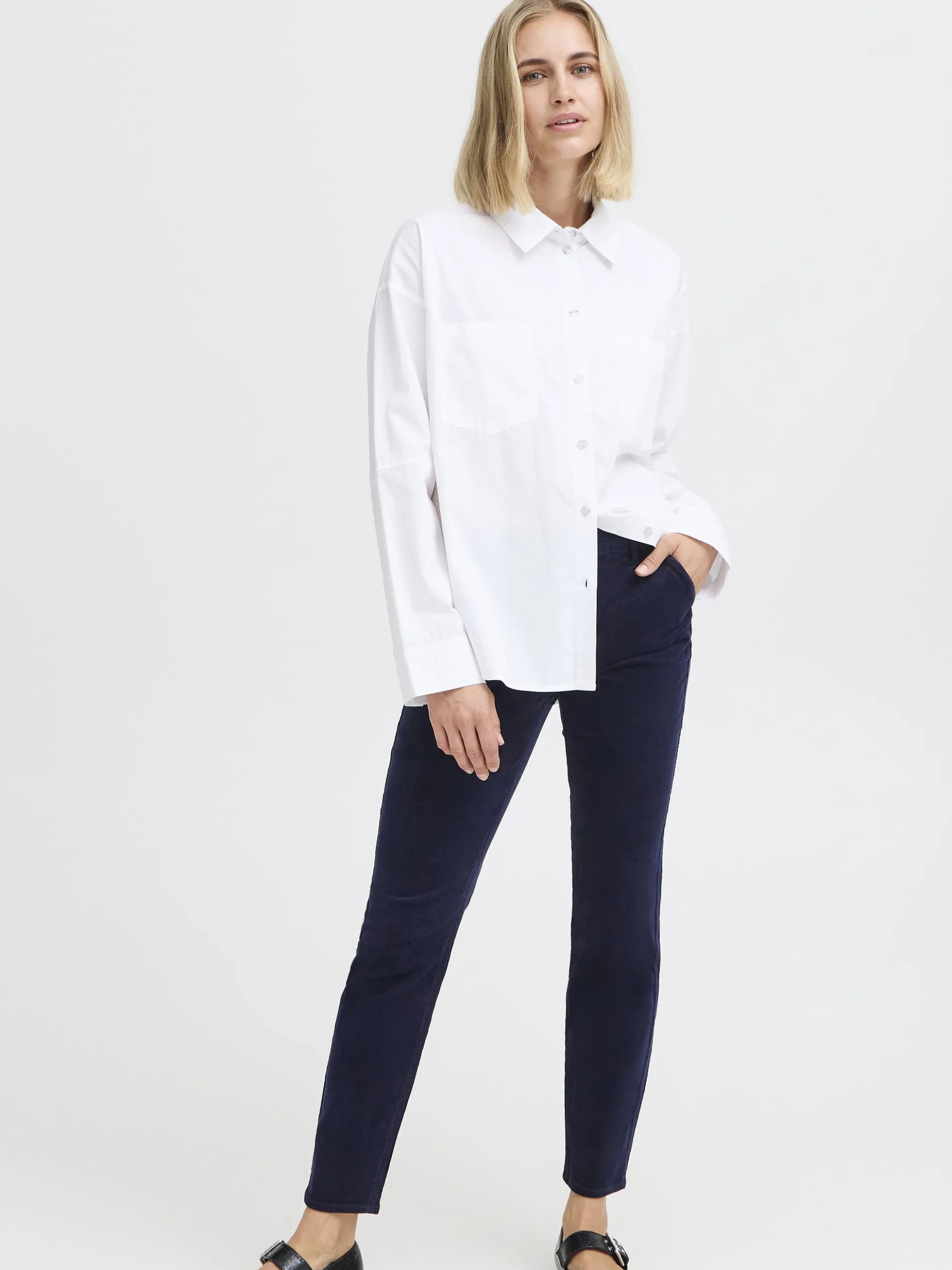 PULZ Jeans Damen Casual Hose PZSALLY Hohe Taille in blau