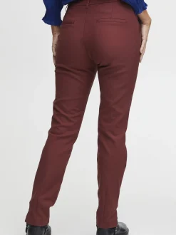 PULZ Jeans Damen Casual Hose PZBINDY Hohe Taille in bordeaux