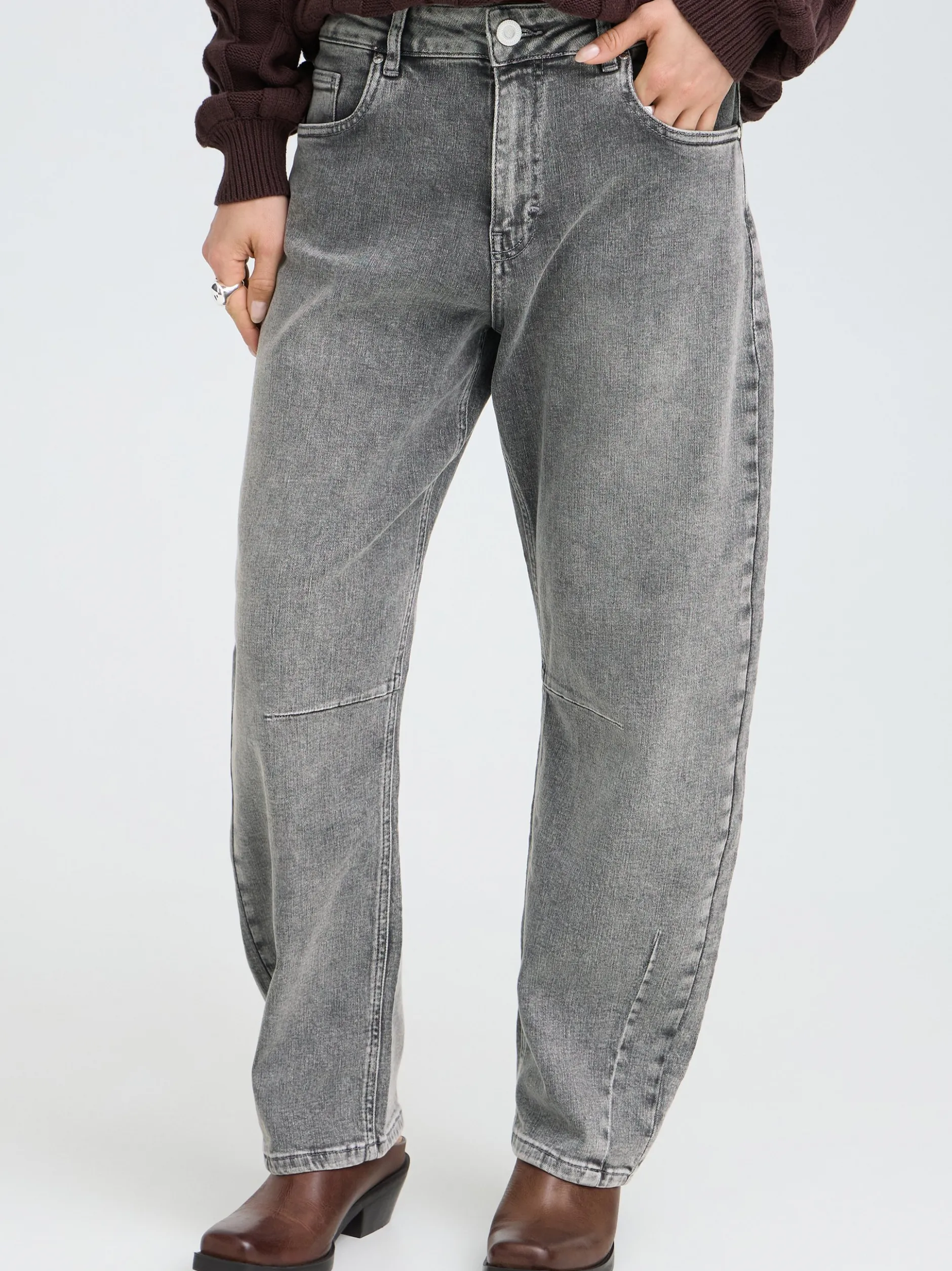 PULZ Jeans Damen Jeans PZANNI in grau denim