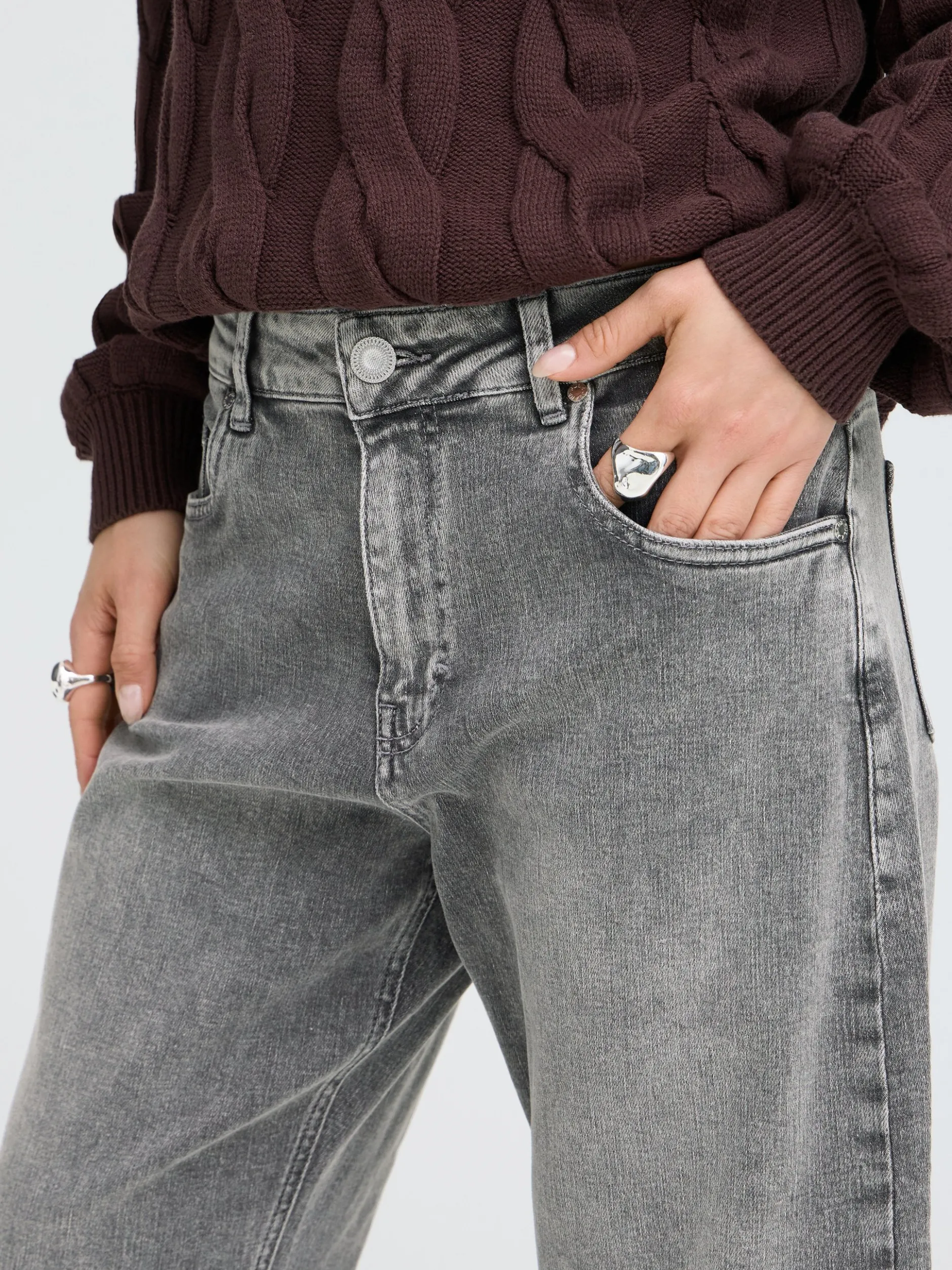 PULZ Jeans Damen Jeans PZANNI in grau denim