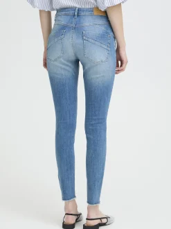 PULZ Jeans Damen Jeans PZCARMEN Hohe Taille in light stone bleached