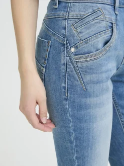 PULZ Jeans Damen Jeans PZCARMEN Hohe Taille in light stone bleached