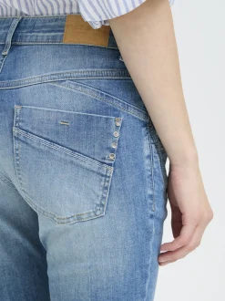 PULZ Jeans Damen Jeans PZCARMEN Hohe Taille in light stone bleached
