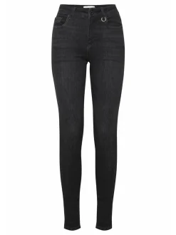 PULZ Jeans Damen Jeans PZJOY Hohe Taille in grau denim
