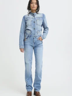 PULZ Jeans Damen Jeans PZKAROLINA Hohe Taille in blau
