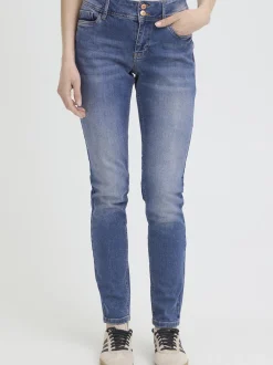 PULZ Jeans Damen Jeans PZSUZY Hohe Taille in medium stone denim