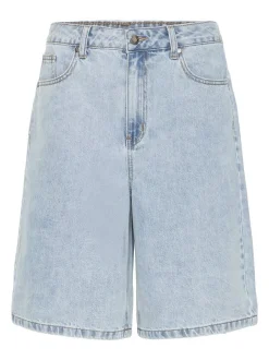 PULZ Jeans Damen Jeansshorts PZBRIDGET Hohe Taille in light stone denim