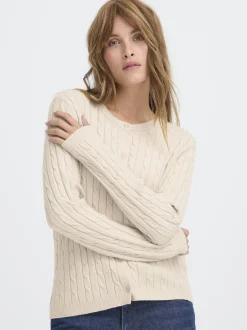 PULZ Jeans Damen Strickjacke PZSTEFFI in beige