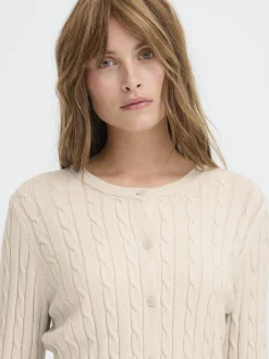 PULZ Jeans Damen Strickjacke PZSTEFFI in beige