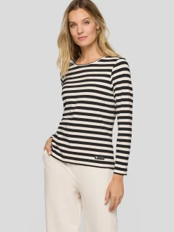 RABE Damen Langarmshirt in beige schwarz