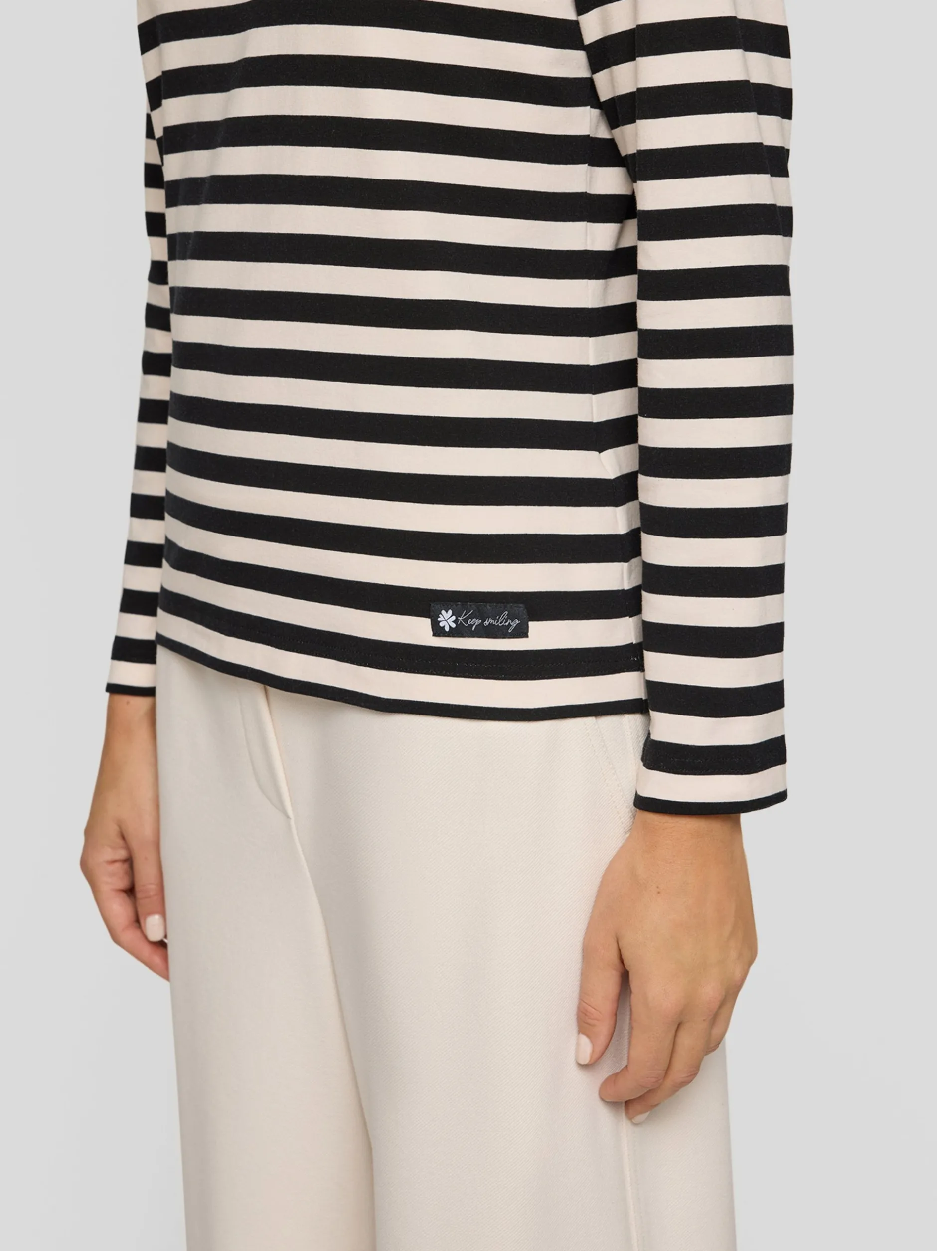 RABE Damen Langarmshirt in beige schwarz