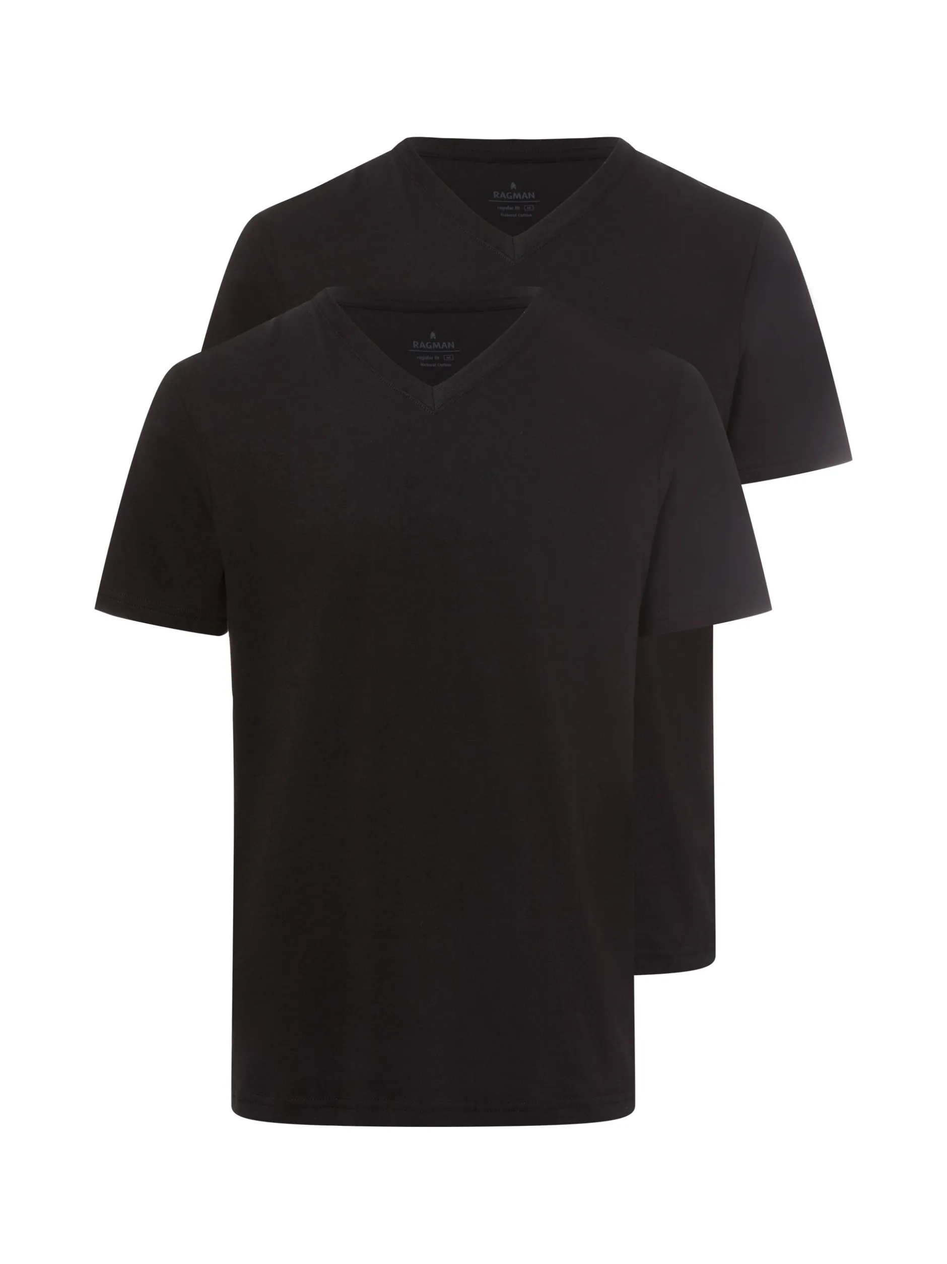 Ragman Herren Doppelpack T-Shirt in schwarz
