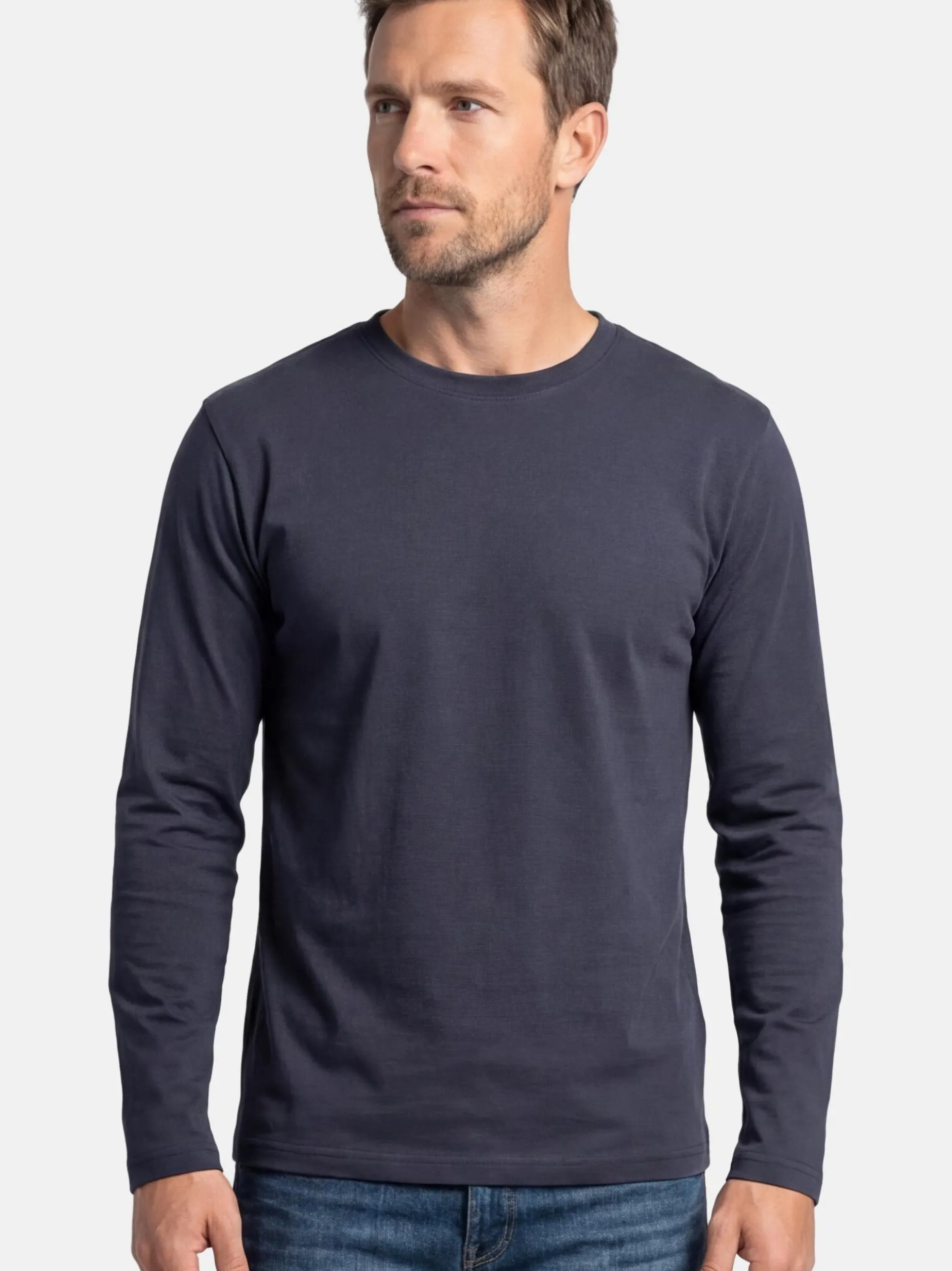Ragman Herren Langarmshirt im 3er-Pack in blau