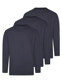 Ragman Herren Langarmshirt im 3er-Pack in blau