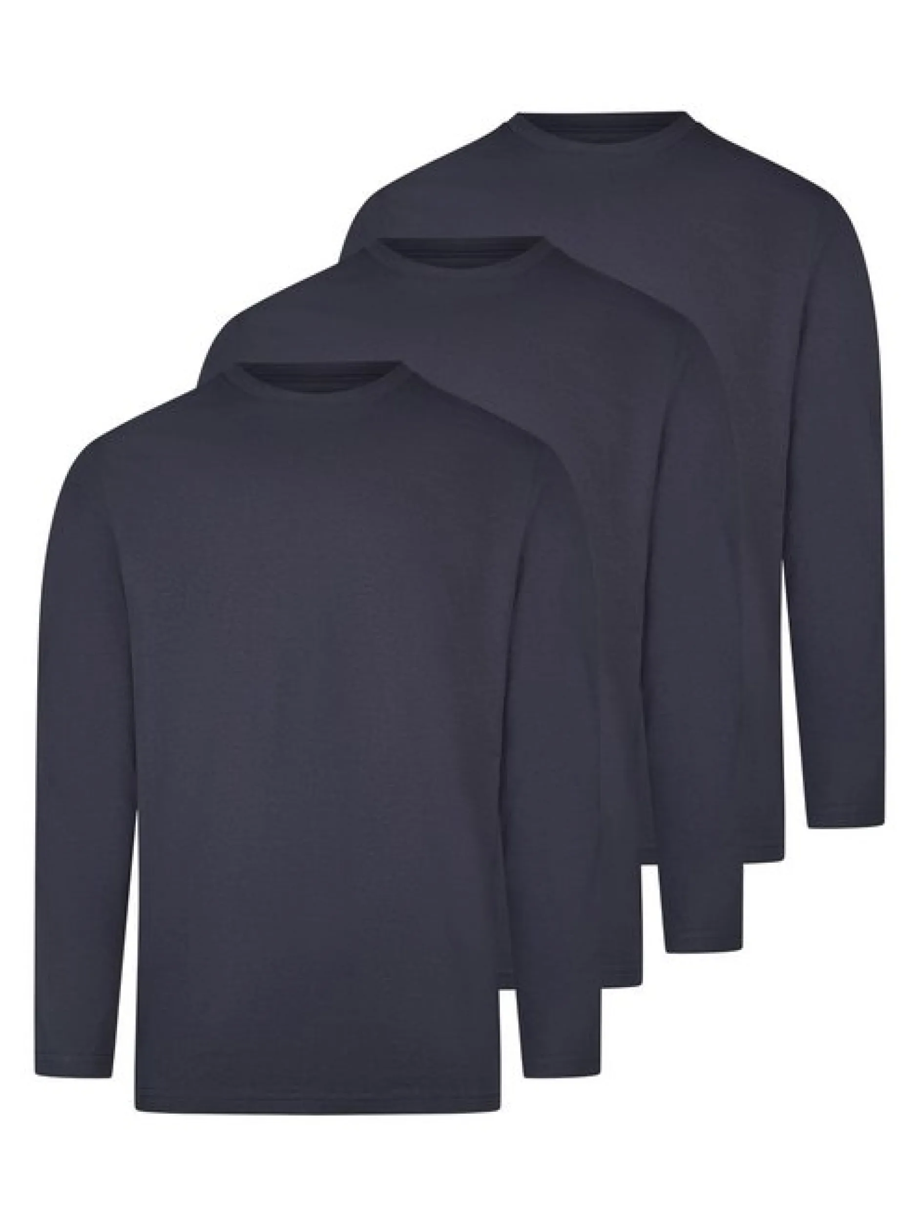 Ragman Herren Langarmshirt im 3er-Pack in blau