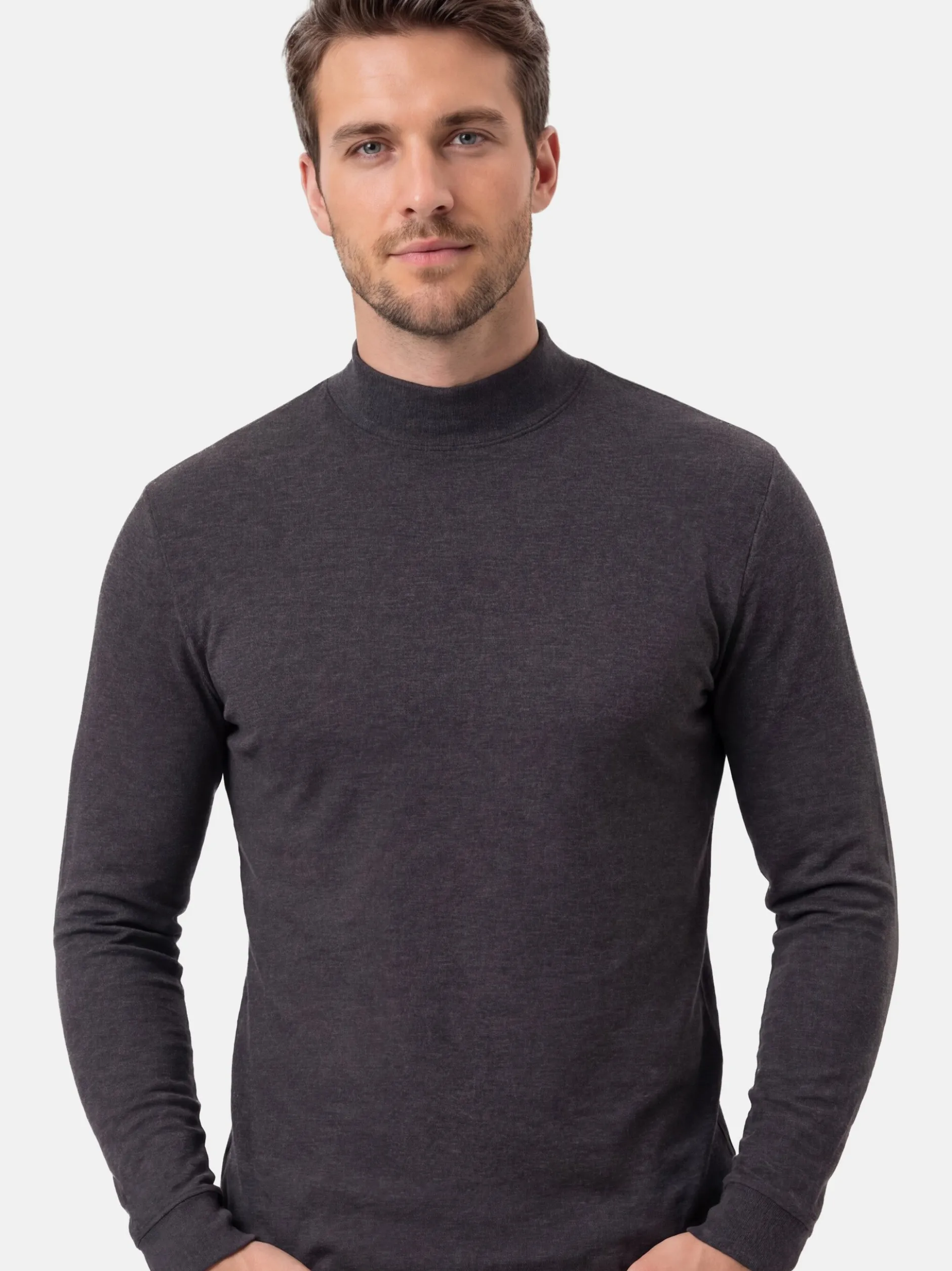 Ragman Herren Langarmshirt im 3er-Pack in grau