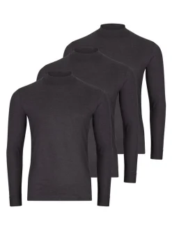 Ragman Herren Langarmshirt im 3er-Pack in grau