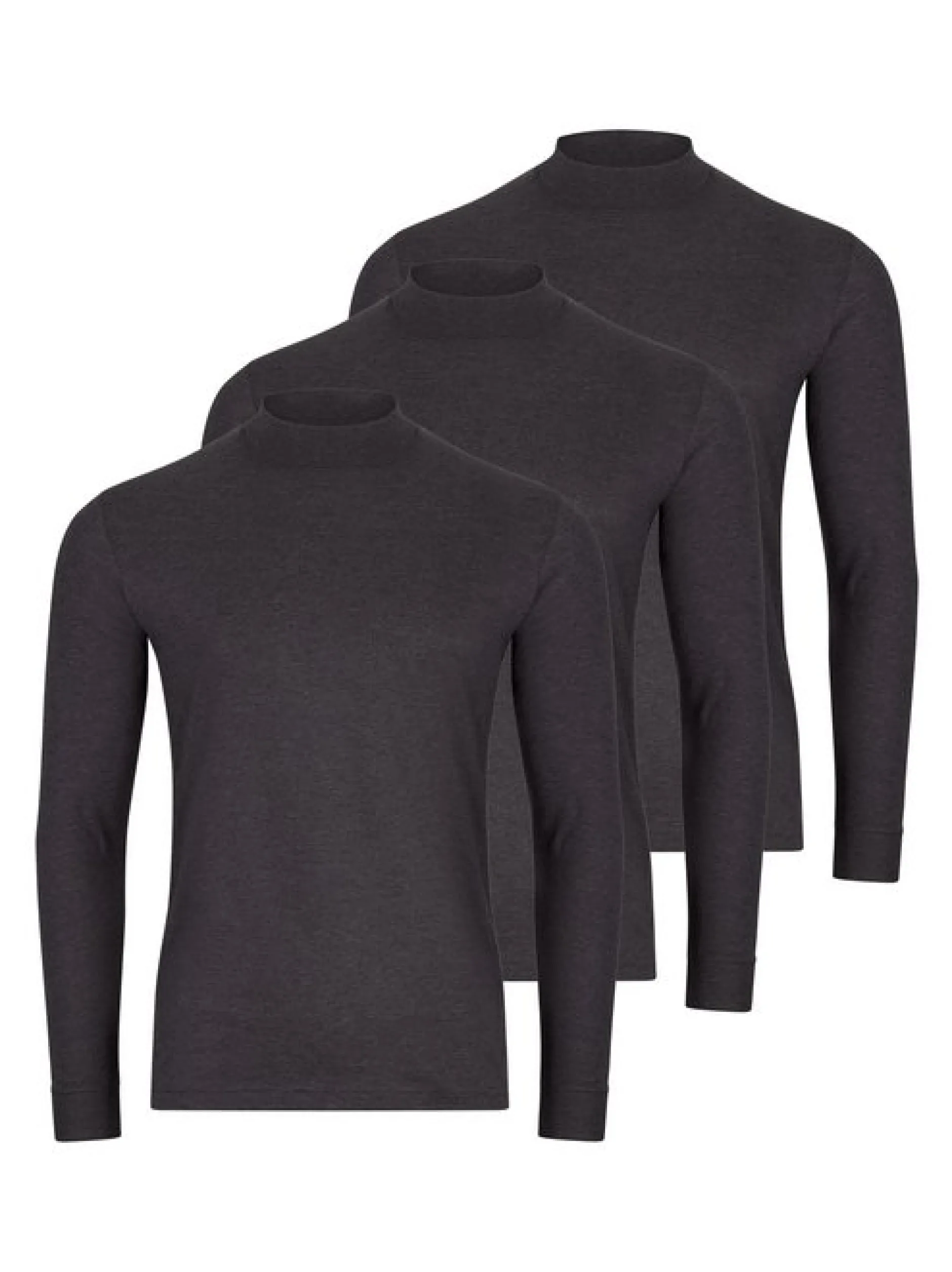 Ragman Herren Langarmshirt im 3er-Pack in grau
