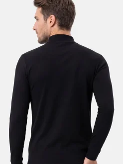 Ragman Herren Langarmshirt im 3er-Pack in schwarz