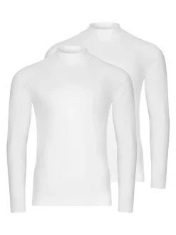 Ragman Herren Langarmshirts im 2er-Pack in weiß